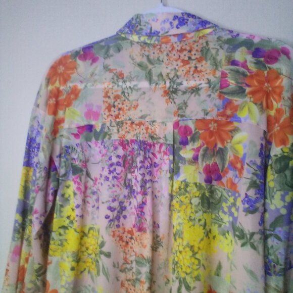 Nally & Millie Blue and Yellow Blouse Top - Picture 13 of 16